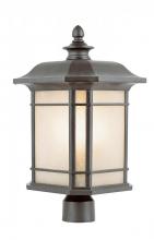  5824 BK - San Miguel Collection, Craftsman Style, Post Mount Lantern Head with Tea Stain Glass Windows